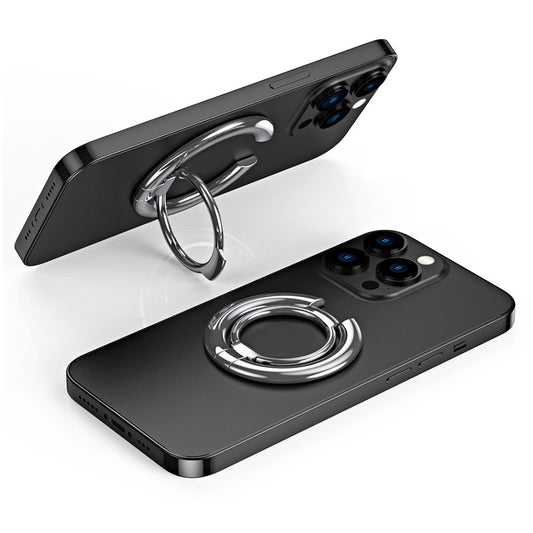 For iPhone 12 / 13 / 14 Series Electroplating Metal Kickstand Magnetic Folding Finger Ring Phone Holder