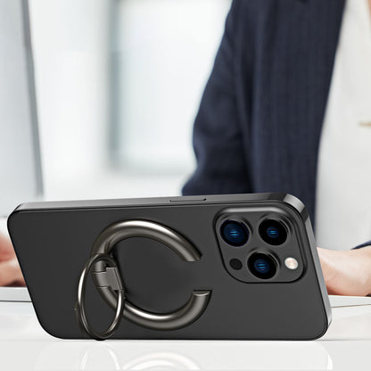 For iPhone 12 / 13 / 14 Series Electroplating Metal Kickstand Magnetic Folding Finger Ring Phone Holder