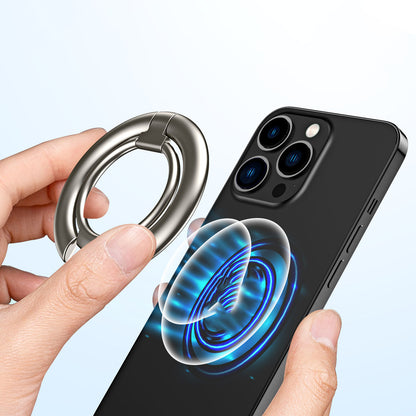 For iPhone 12 / 13 / 14 Series Electroplating Metal Kickstand Magnetic Folding Finger Ring Phone Holder