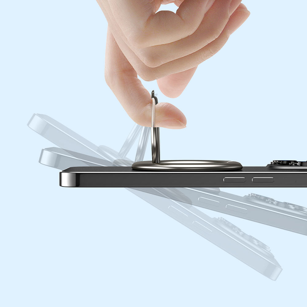 For iPhone 12 / 13 / 14 Series Electroplating Metal Kickstand Magnetic Folding Finger Ring Phone Holder