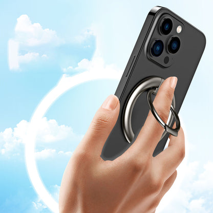 For iPhone 12 / 13 / 14 Series Electroplating Metal Kickstand Magnetic Folding Finger Ring Phone Holder