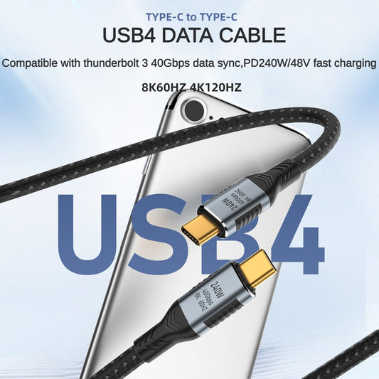 1.5m 8K / 60Hz USB4 40Gbps Type C Male to Male Braided Data Cable Support PD 240W Fast Charging