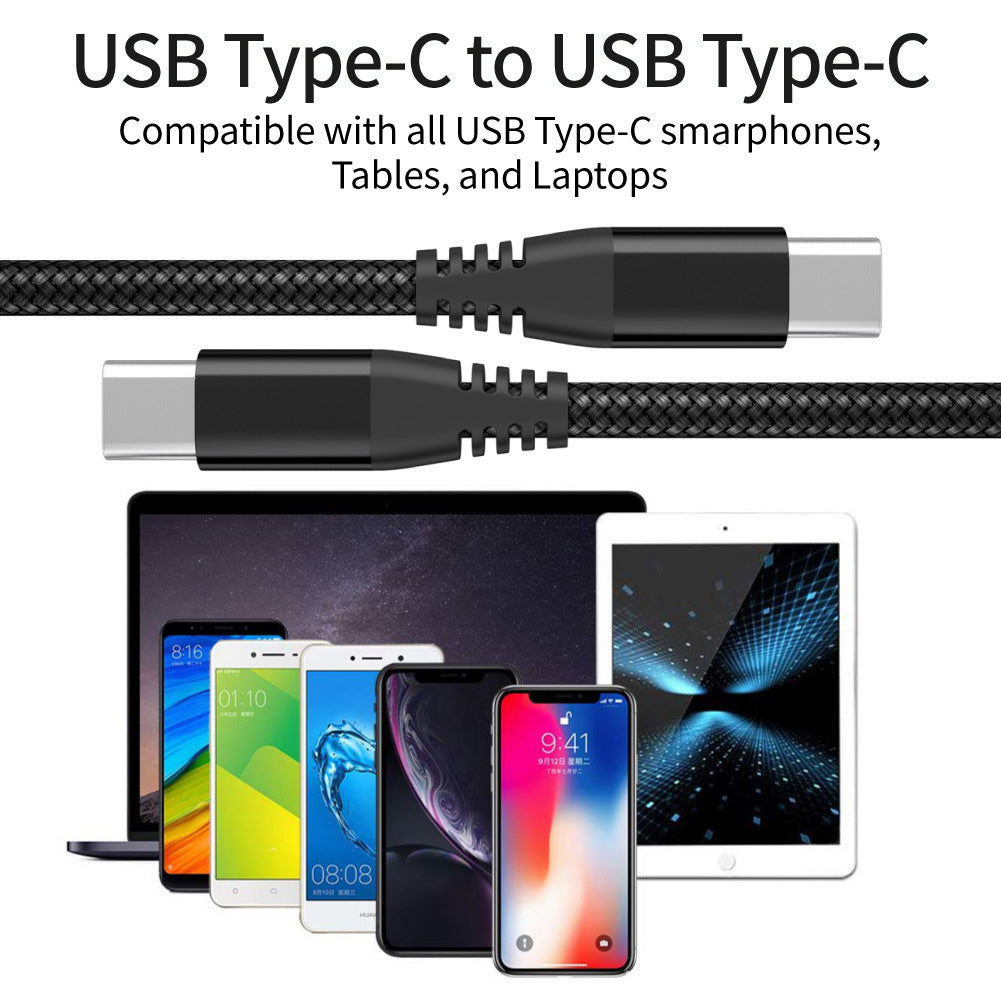 3m Type-C to Type-C PD 60W Charging Cable Nylon Braided USB2.0 Data Cable for Cell Phones, Tablets, Laptops