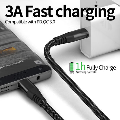 3m Type-C to Type-C PD 60W Charging Cable Nylon Braided USB2.0 Data Cable for Cell Phones, Tablets, Laptops