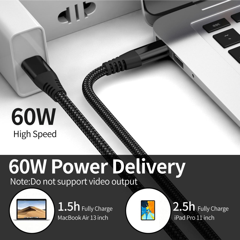 3m Type-C to Type-C PD 60W Charging Cable Nylon Braided USB2.0 Data Cable for Cell Phones, Tablets, Laptops