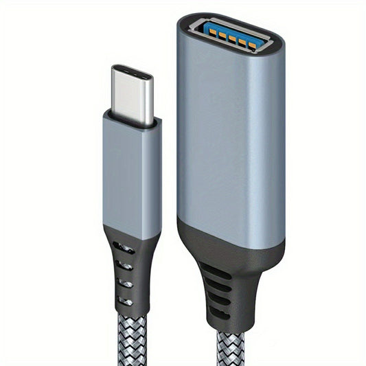 Type-C to USB3.0 OTG Adapter Cable 20cm Nylon Braided USB-C Converter for Mobile Phones, Tablets, Laptops