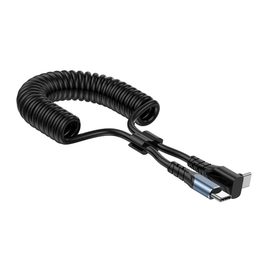 1.5m Type-C to Type-C TPU Cable Scalable Spring Elbow PD 60W 480Mbps Sync Charging and Data Cord