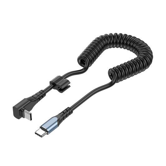 1.5m Type-C to Type-C TPU Cable Scalable Spring Elbow PD 60W 480Mbps Sync Charging and Data Cord