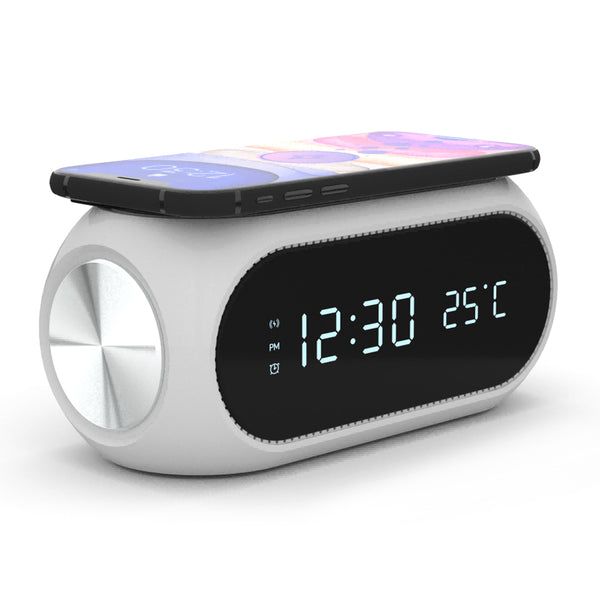 W288 ABS Temperature Date Display Digital Alarm Clock 15W Wireless Charger