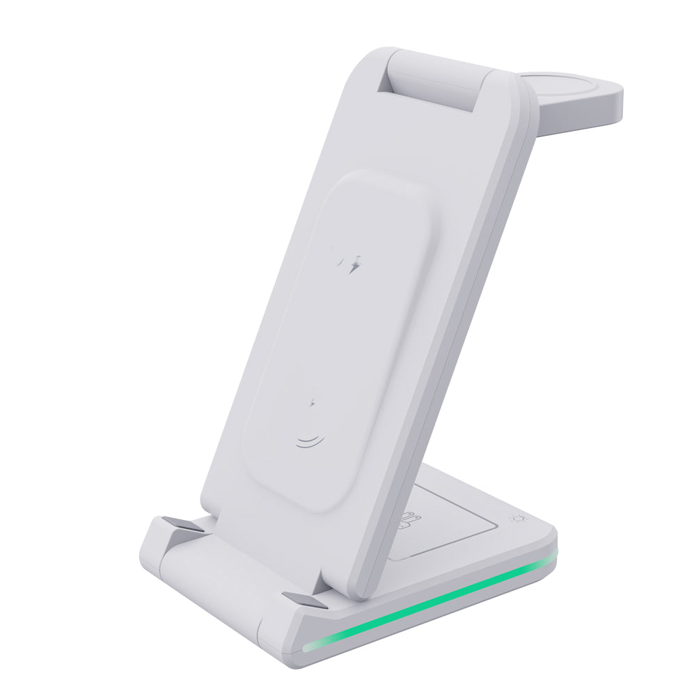 H28 Folding Multifunctional 5-in-1 15W Wireless Charger Phone Earphone Watch Charging Stand with Light Function