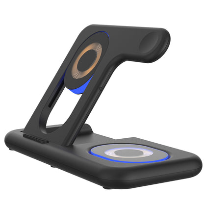 Y36 6-in-1 15W Folding Wireless Charger Night Light Phone Earphone Watch Fast Charging Dock Station