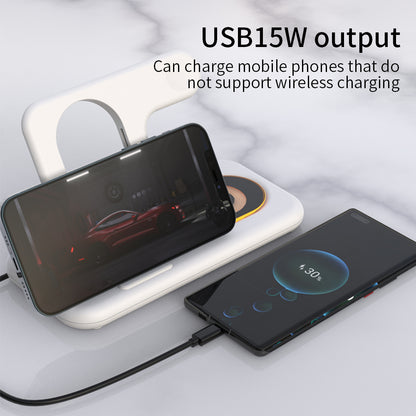 Y36 6-in-1 15W Folding Wireless Charger Night Light Phone Earphone Watch Fast Charging Dock Station