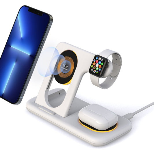 Y36 6-in-1 15W Folding Wireless Charger Night Light Phone Earphone Watch Fast Charging Dock Station