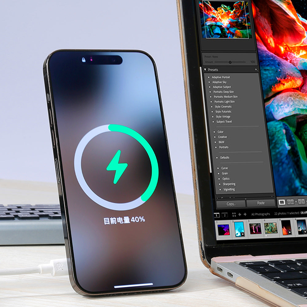 Magnetic Wireless Charger 4-in-1 15W Fast Wireless Charging Station with Kickstand / Card Holder (NO CE Certificated)