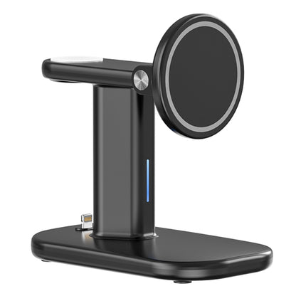 JJT-A70 3-in-1 15W Magnetic Rotatable Wireless Charger Watch Headset Phone Desktop Charging Stand