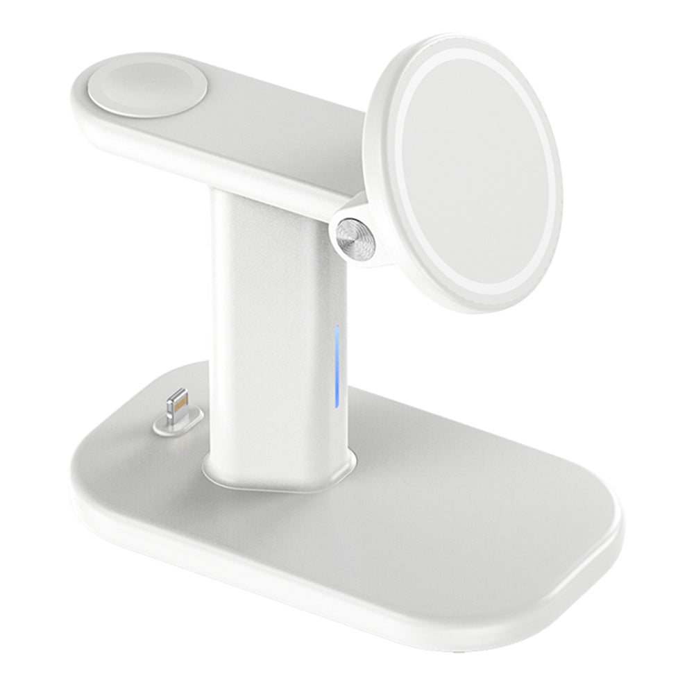JJT-A70 3-in-1 15W Magnetic Rotatable Wireless Charger Watch Headset Phone Desktop Charging Stand
