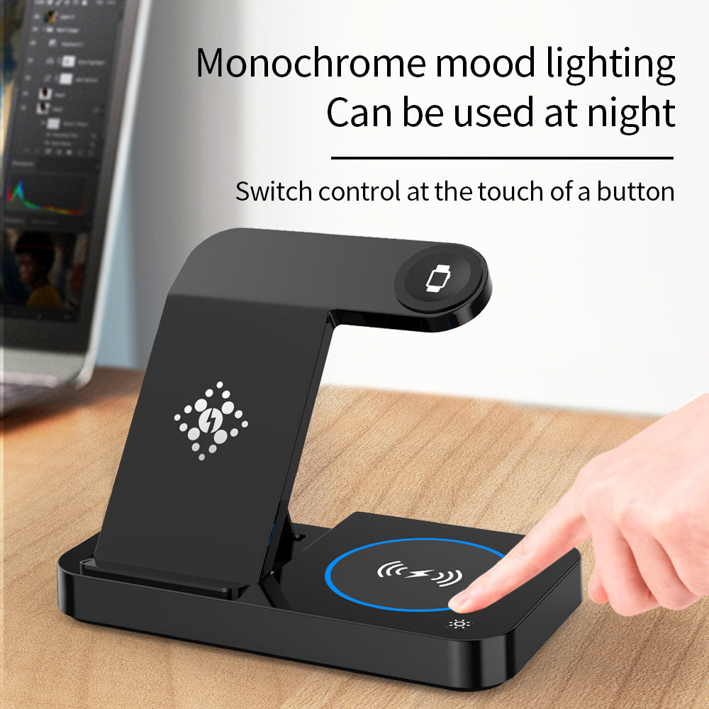 B-18 Foldable Magnetic Wireless Charger Watch Earphone Phone Charging Dock Stand