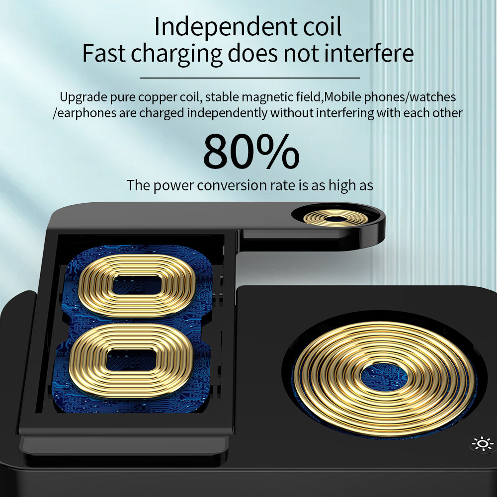 B-18 Foldable Magnetic Wireless Charger Watch Earphone Phone Charging Dock Stand