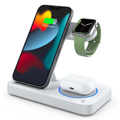 B-18 Foldable Magnetic Wireless Charger Watch Earphone Phone Charging Dock Stand