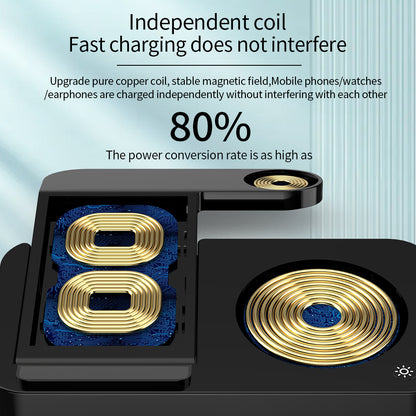 B-18 Foldable Magnetic Wireless Charger Watch Earphone Phone Charging Dock Stand