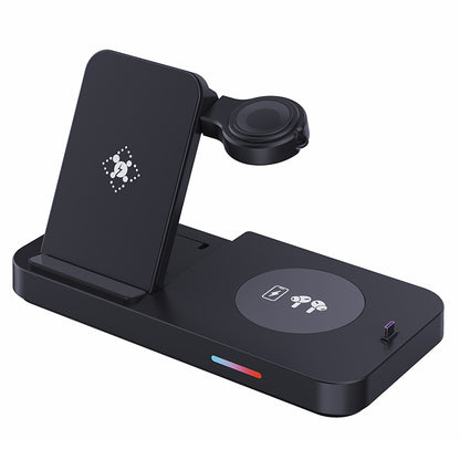 B-19 4-in-1 Magnetic Wireless Charger 15W Charging Watch Earphone Phone Desktop Charging Dock