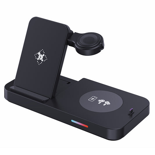 B-19 4-in-1 Magnetic Wireless Charger 15W Charging Watch Earphone Phone Desktop Charging Dock