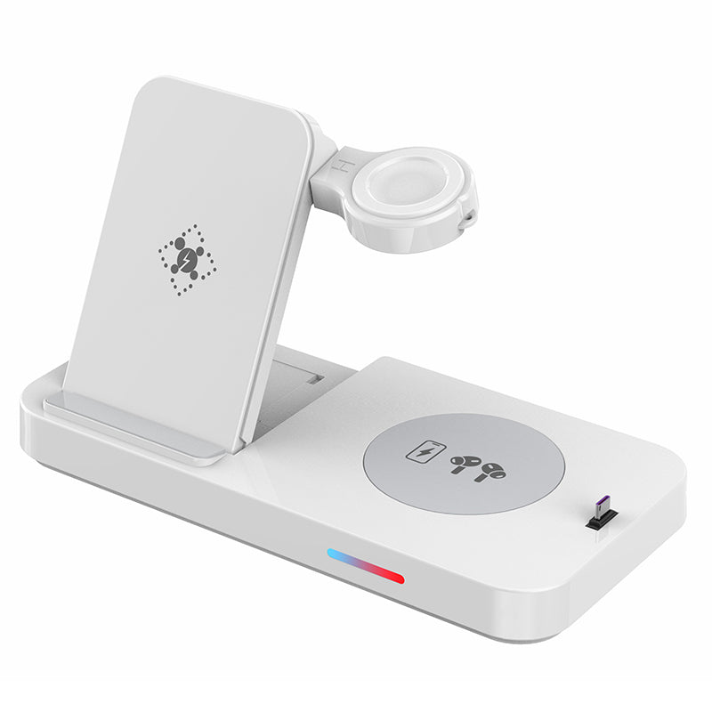 B-19 4-in-1 Magnetic Wireless Charger 15W Charging Watch Earphone Phone Desktop Charging Dock
