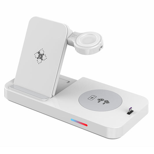 B-19 4-in-1 Magnetic Wireless Charger 15W Charging Watch Earphone Phone Desktop Charging Dock