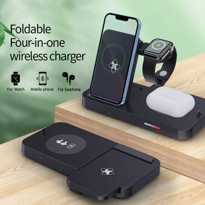B-19 4-in-1 Magnetic Wireless Charger 15W Charging Watch Earphone Phone Desktop Charging Dock