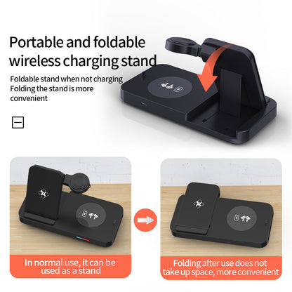 B-19 4-in-1 Magnetic Wireless Charger 15W Charging Watch Earphone Phone Desktop Charging Dock