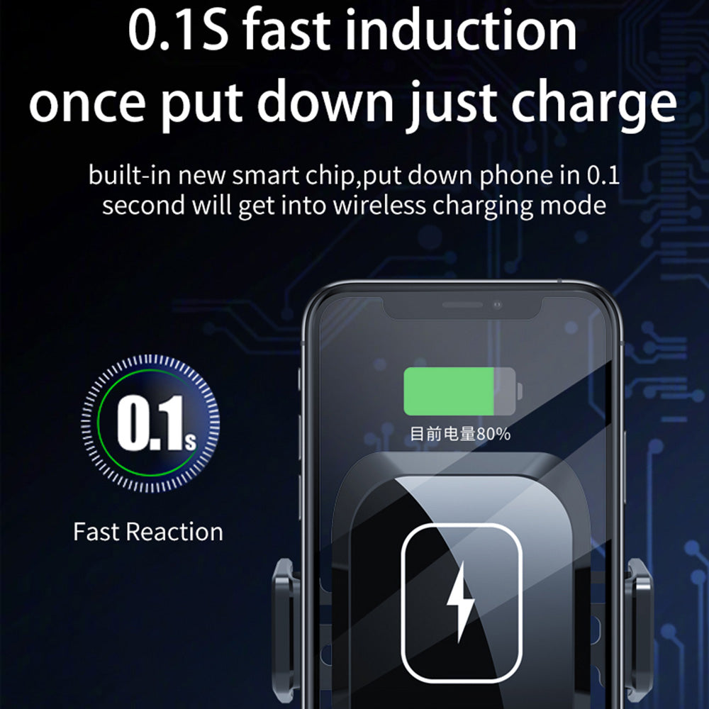 X11 Car Wireless Charger 15W Fast Charging Phone Mount Holder 3-Axis Car Charger with Air Outlet Holder (without Capacitor)