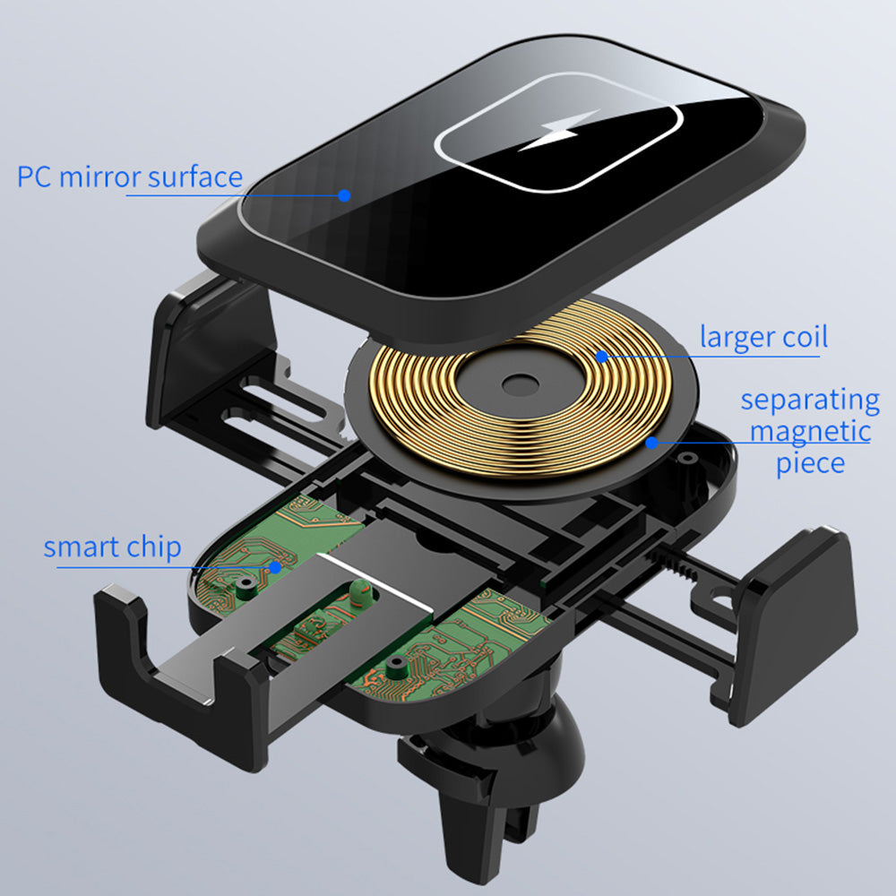 X11 Car Wireless Charger 15W Fast Charging Phone Mount Holder 3-Axis Car Charger with Air Outlet Holder (without Capacitor)