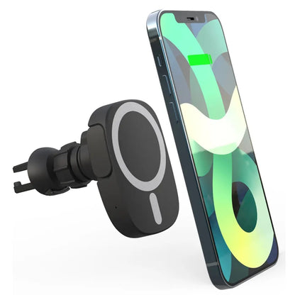 X13 15W Magnetic Car Wireless Charger with Suction Mount 360-Degree Rotating Air Vent Phone Charger Holder