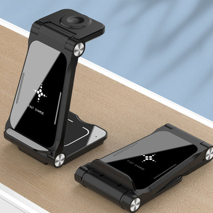 T8 Desktop Folding Wireless Charger 3-in-1 Portable Charging Stand 15W Fast Charging Mobile Phone Wireless Charger