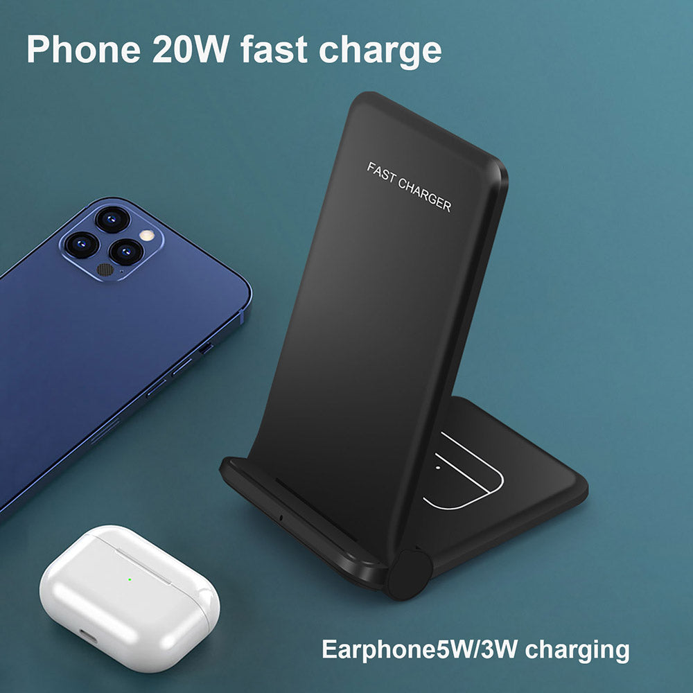 2 in 1 Wireless Charger Folding Bracket Fast Charger Station for Mobile Phone / Earphone