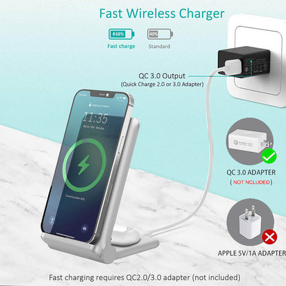 2 in 1 Wireless Charger Folding Bracket Fast Charger Station for Mobile Phone / Earphone