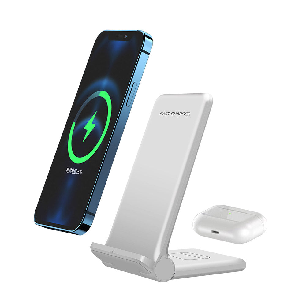 2 in 1 Wireless Charger Folding Bracket Fast Charger Station for Mobile Phone / Earphone