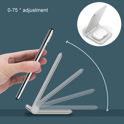 2 in 1 Wireless Charger Folding Bracket Fast Charger Station for Mobile Phone / Earphone