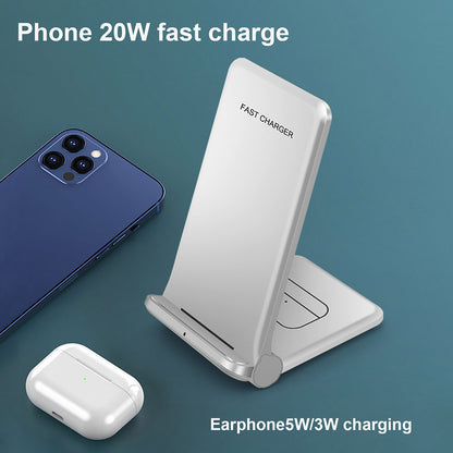 2 in 1 Wireless Charger Folding Bracket Fast Charger Station for Mobile Phone / Earphone