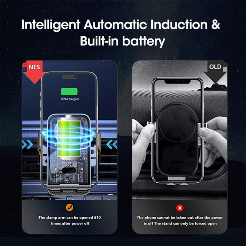 WEKOME WP-U204 15W Car Wireless Charger Intelligent Automatic Induction Air Vent Transparent Phone Holder