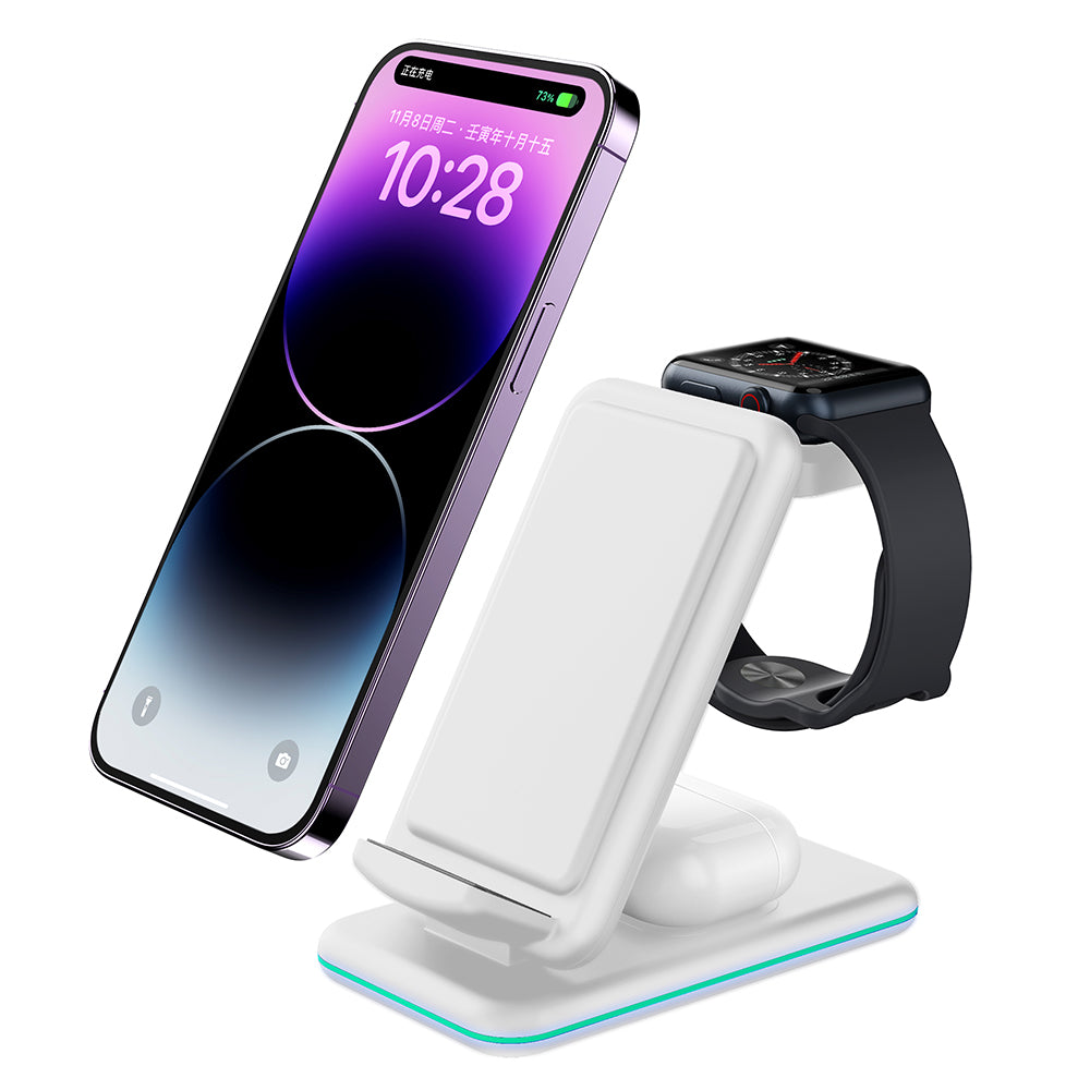 V15 3-in-1 Folding Wireless Charger for Mobile Phone / Headset / Watch 15W Max Charging Station