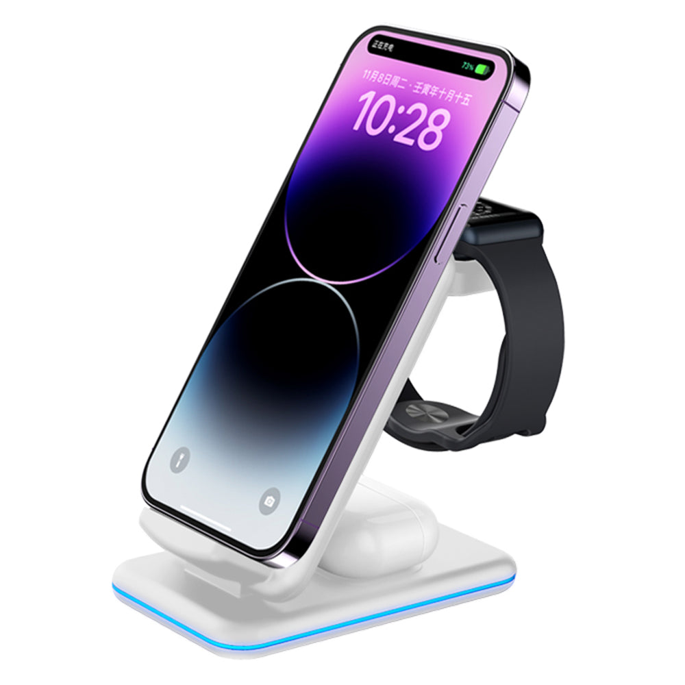 V15 3-in-1 Folding Wireless Charger for Mobile Phone / Headset / Watch 15W Max Charging Station