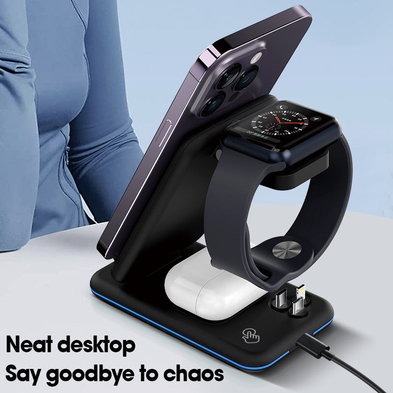 V15 3-in-1 Folding Wireless Charger for Mobile Phone / Headset / Watch 15W Max Charging Station
