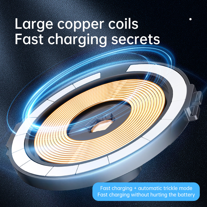 R19 Magnetic Transparent Phone Wireless Charger Desktop Vertical Rotating 15W Fast Charging Stand