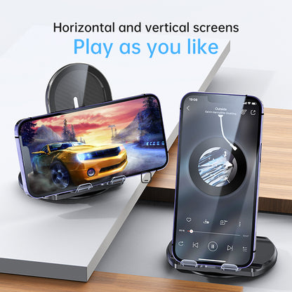 R19 Magnetic Transparent Phone Wireless Charger Desktop Vertical Rotating 15W Fast Charging Stand