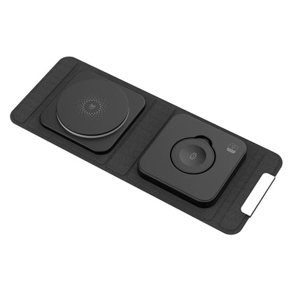 F27 15W 2-in-1 Mobile Phone Magnetic Wireless Charger Slim Portable Folding Charging Station for Earbuds, Watch