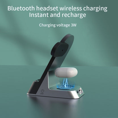 H35 6-in-1 Magnetic Wireless Charging Station ABS+Tempered Glass 15W Fast Charger Stand with Alarm Clock for Phone / Watch / Earphones