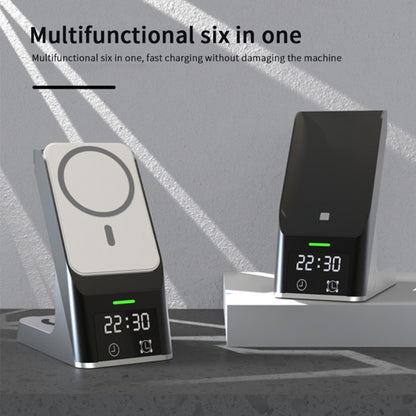 H26 Magnetic Wireless Charger 6-in-1 Wireless Charging Station ABS+PC 15W Fast Charger Stand with Clock