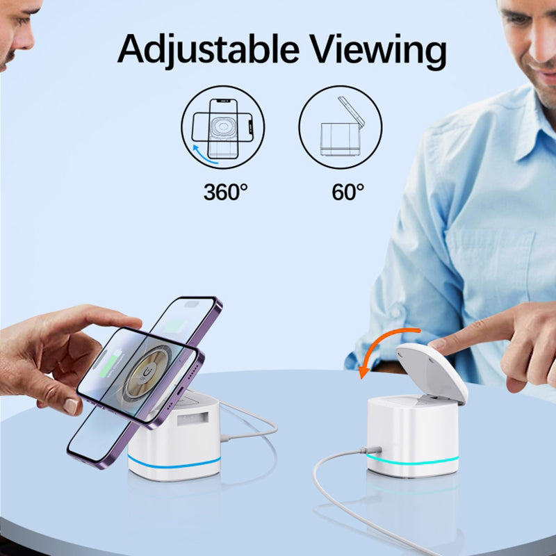H32 15W 3-in-1 Magnetic Wireless Charger for Headset, Smart Watch Multi-Function Cell Phone Charging Stand