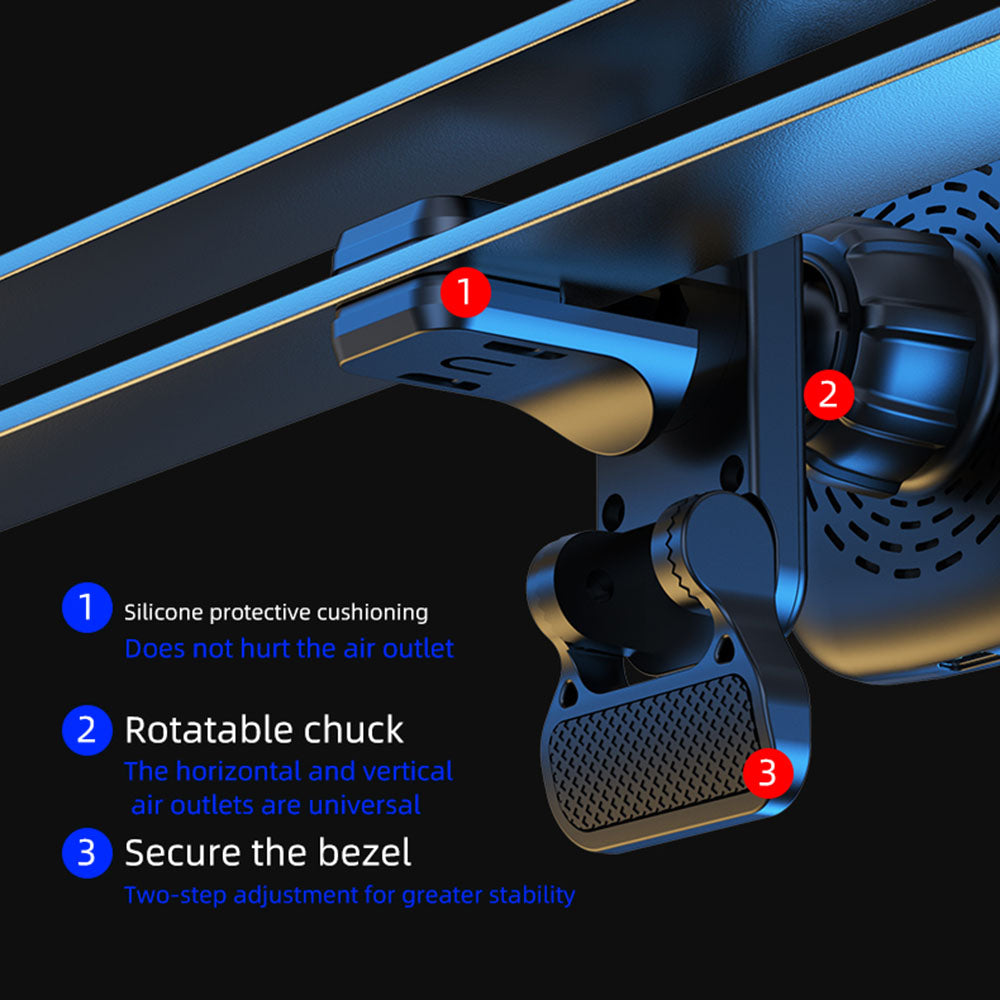 JJT-A92 Car Air Outlet Magnetic Wireless Charger 15W Charging Pad with RGB Light